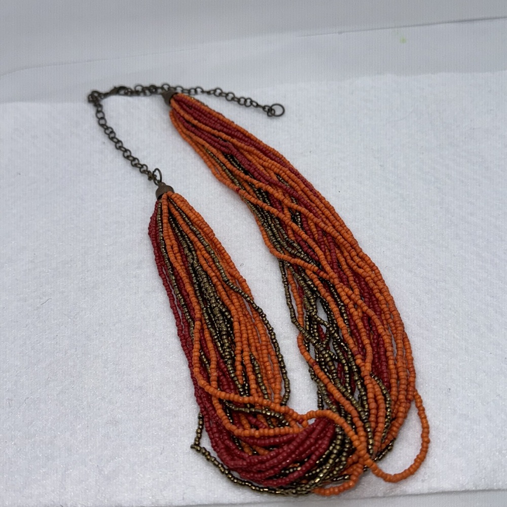 Multi-Strand Adjustable Seed Bead Necklace
